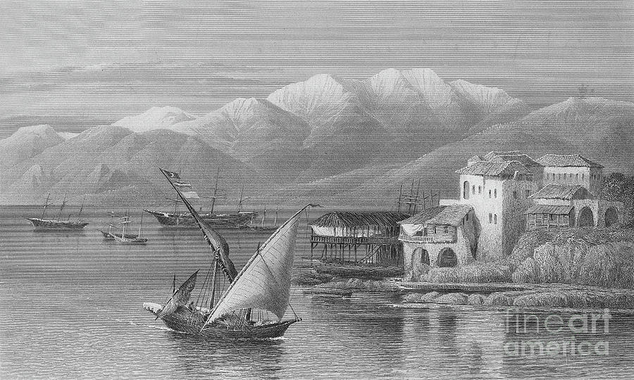 Portrait Drawing - Bay Of Beirut, Engraved By C Cousen by John Douglas Woodward