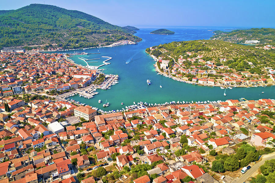 Bay of Vela Luka on Korcula island aerial view Photograph by Brch Photography