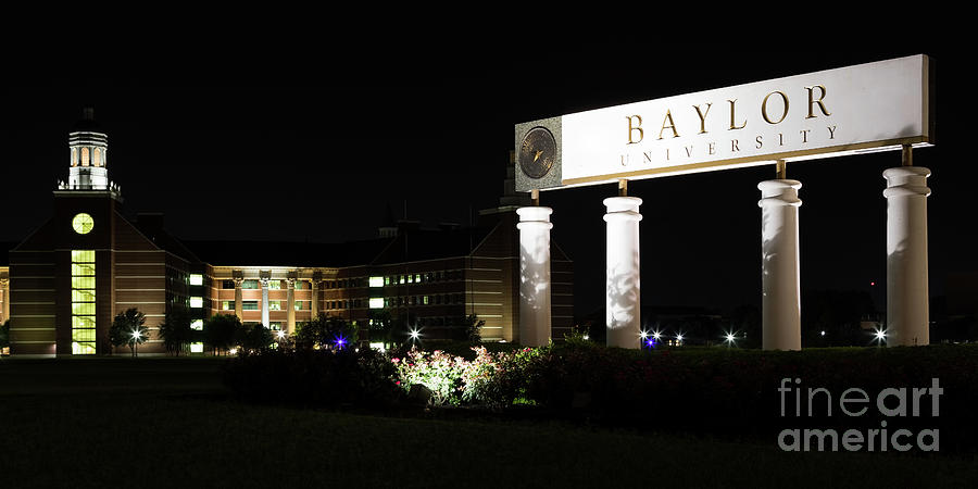 Baylor University at Night Photograph by Lawrence Burry