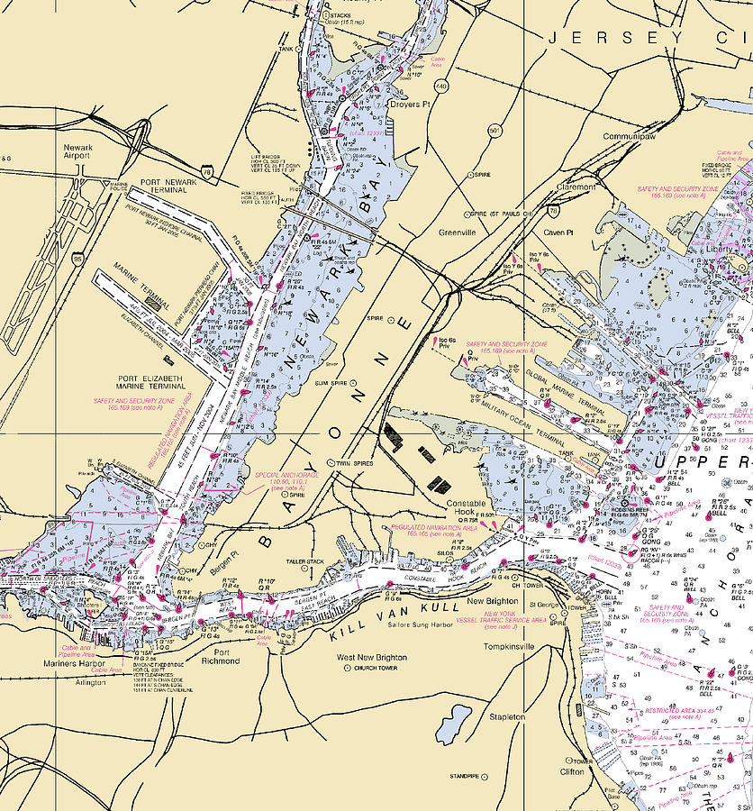 Bayonne-new Jersey Nautical Chart Mixed Media by Sea Koast | Pixels