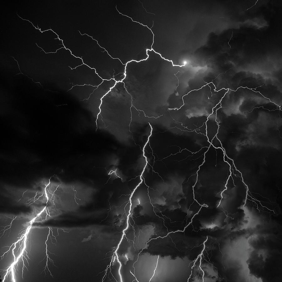 Bayport Lightning 2 BW Photograph by Richard Zentner