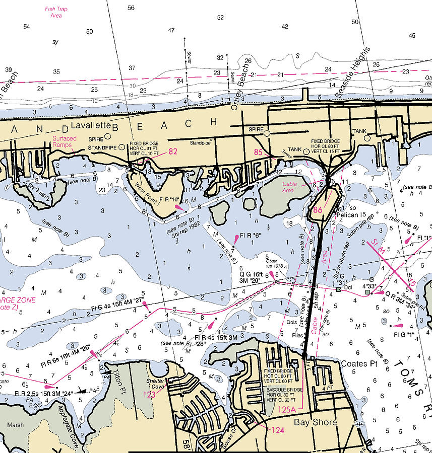 Bayshore-new Jersey Nautical Chart Mixed Media by Sea Koast | Pixels