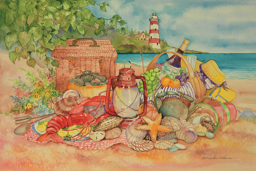 Lighthouse Painting - Bayside Picnic by Kathleen Parr Mckenna