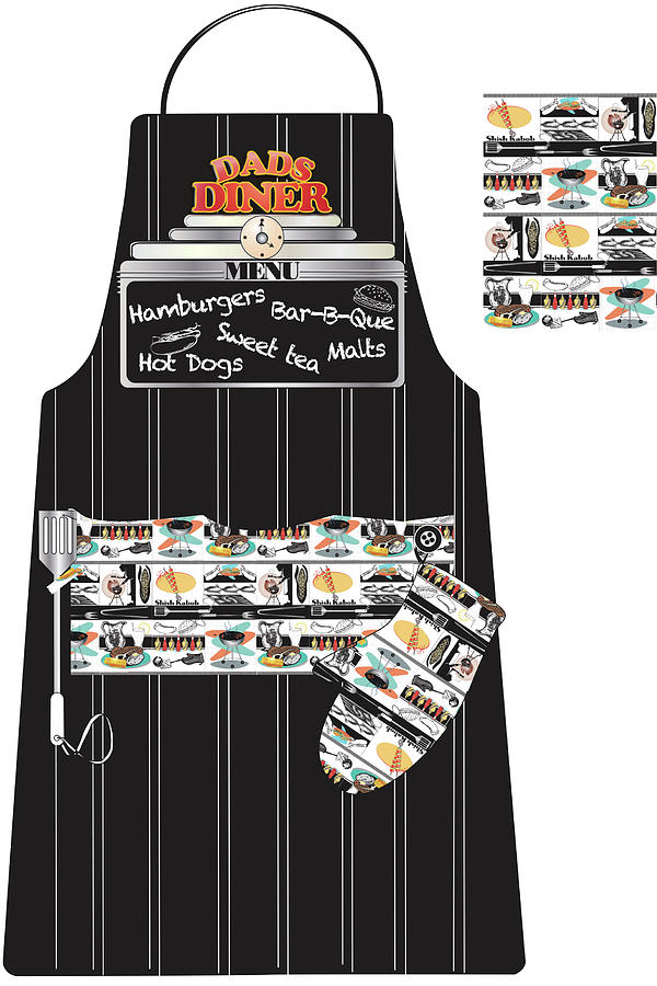 Pattern Mixed Media - Bbq Black Apron by Sher Sester