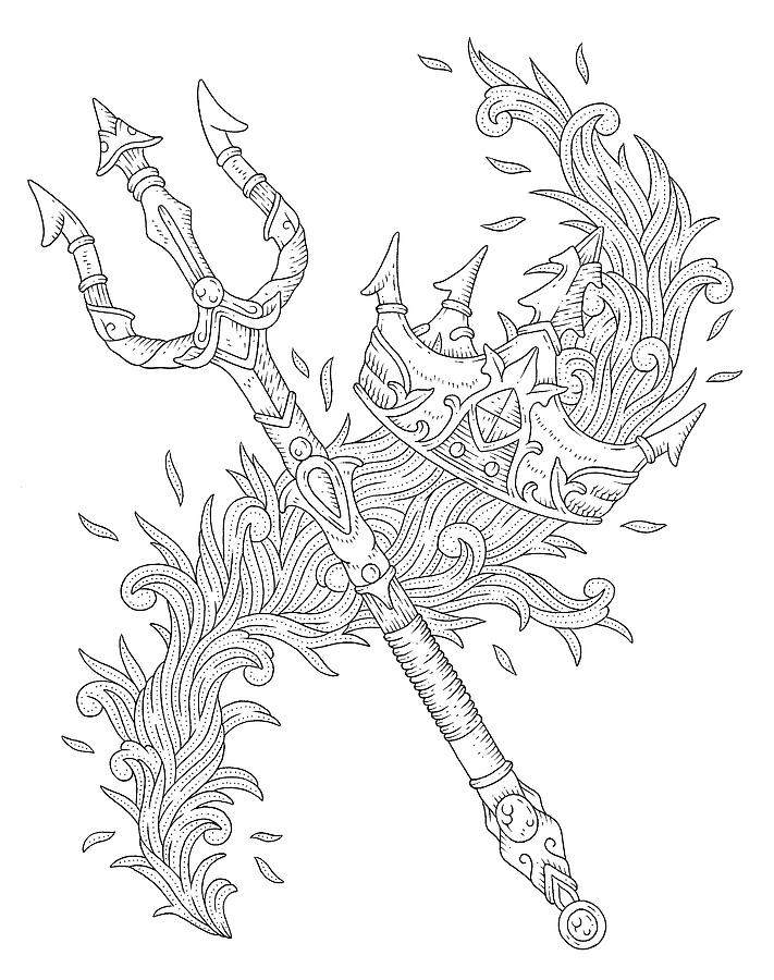 Trident Poseidon Drawing PNG Images, Transparent Trident Poseidon Drawing  Images