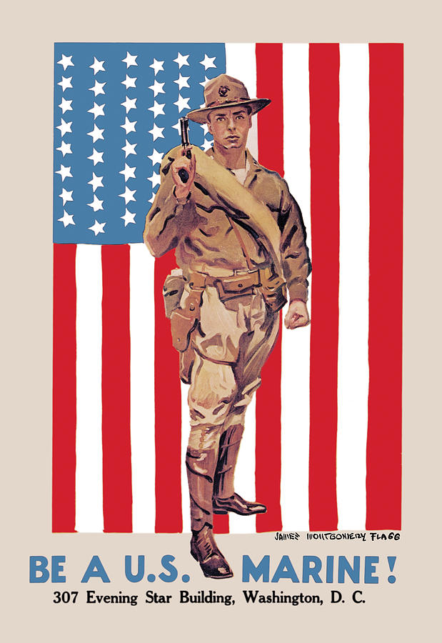 Be a U.S. Marine - Evening Star Building Painting by James M. Flagg Be a U.S. Marine - Evening Star Building Painting by James M. Flagg