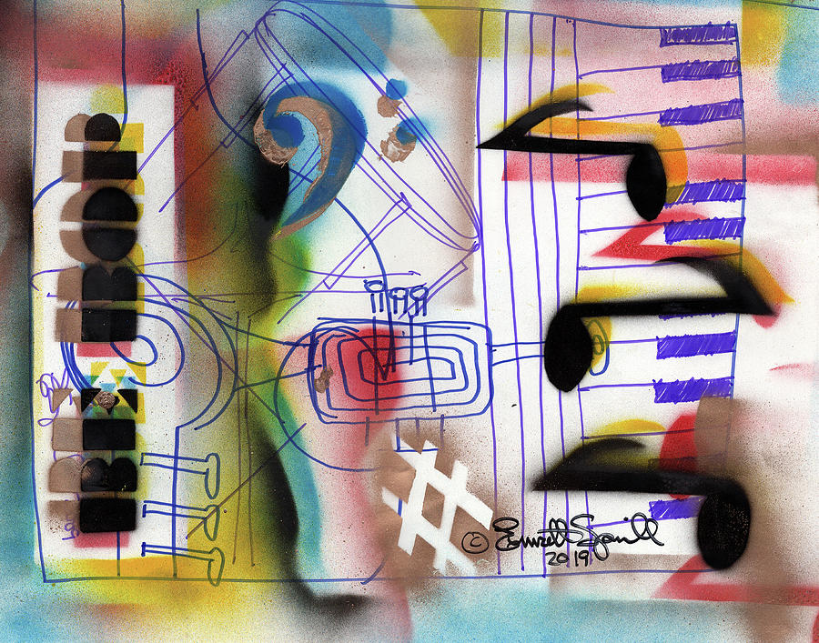 Be Bop Bass Clef Mixed Media by Everett Spruill