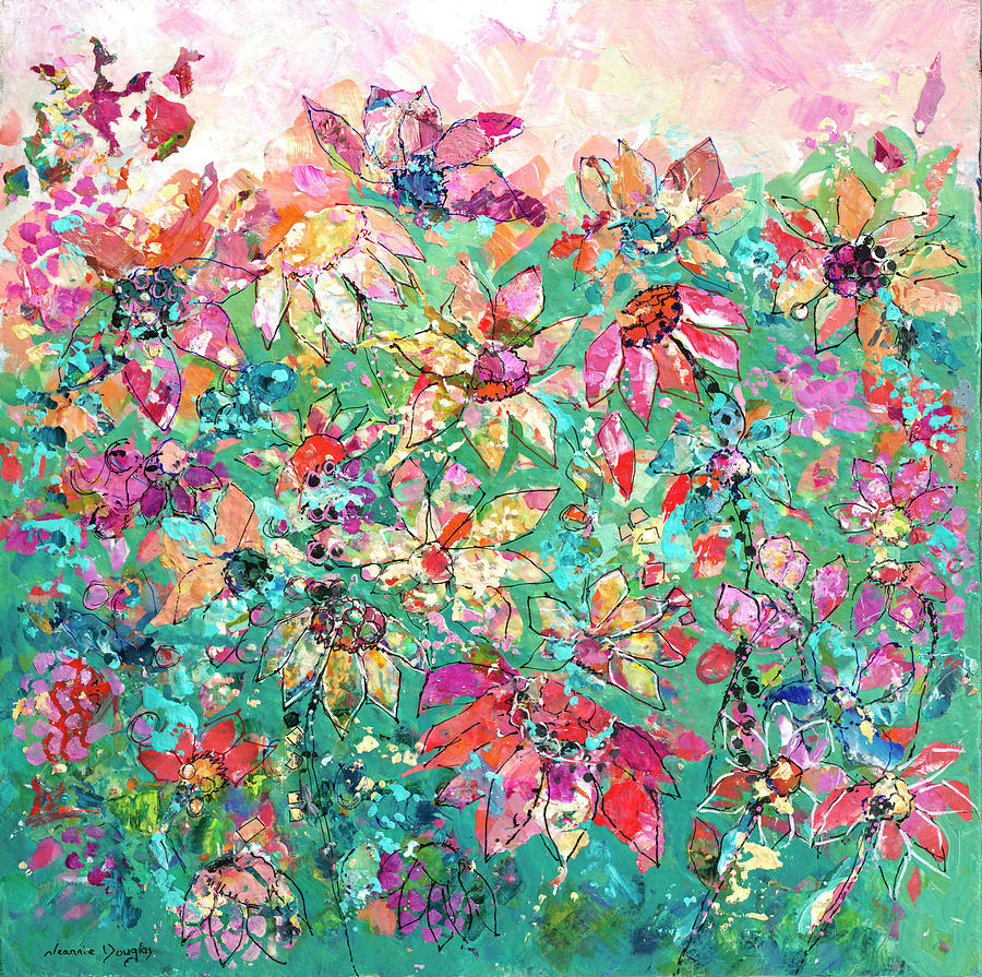 Flower Painting - Be Happy In The Moment by Jeannie Douglas
