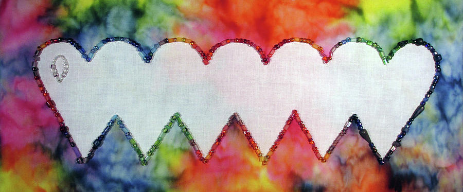 Be Still My Beaded Hearts Tapestry - Textile by Pam Geisel