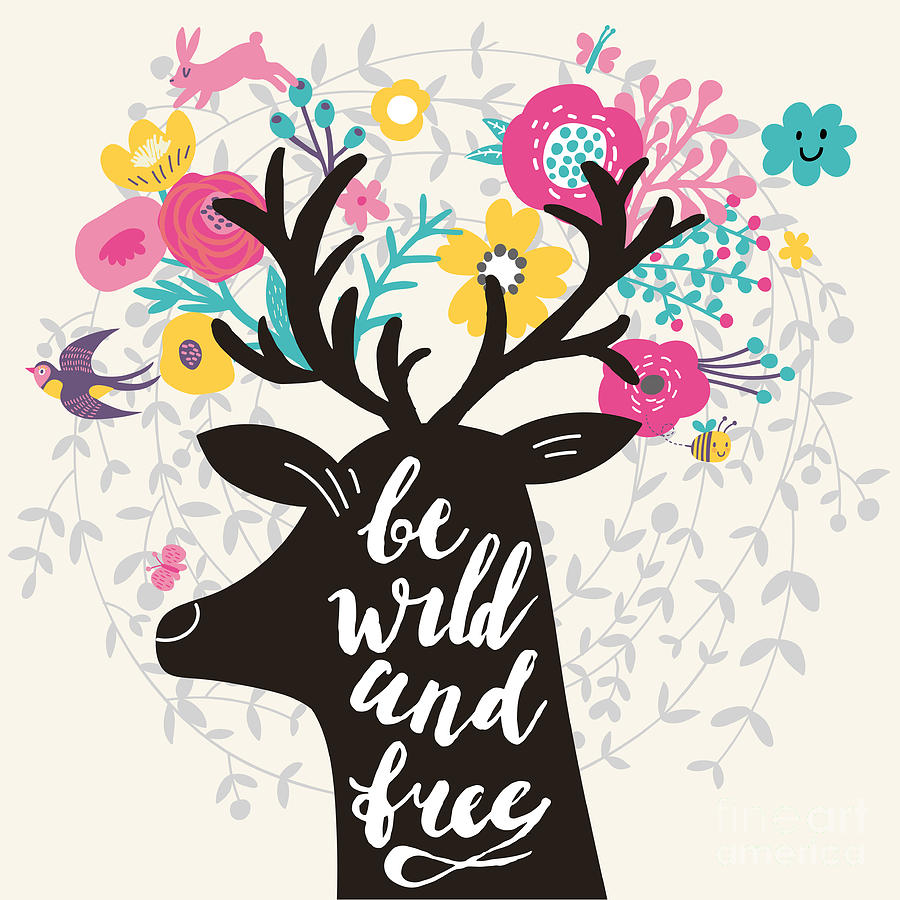 Deer Digital Art - Be Wild And Free. Incredible Deer by Smilewithjul Deer Digital Art - Be Wild And Free. Incredible Deer by Smilewithjul