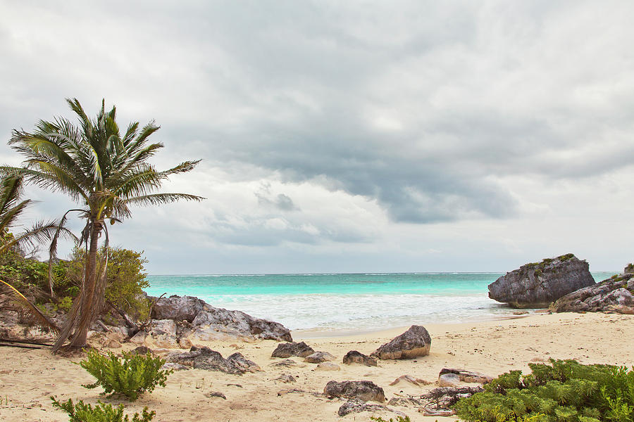 Beach And Ocean With Clouds At Tulum Photograph by Sasha Weleber