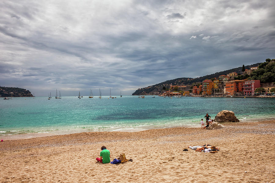 Beach and Sea Bay in Villefranche sur Mer in France Photograph by Artur Bogacki