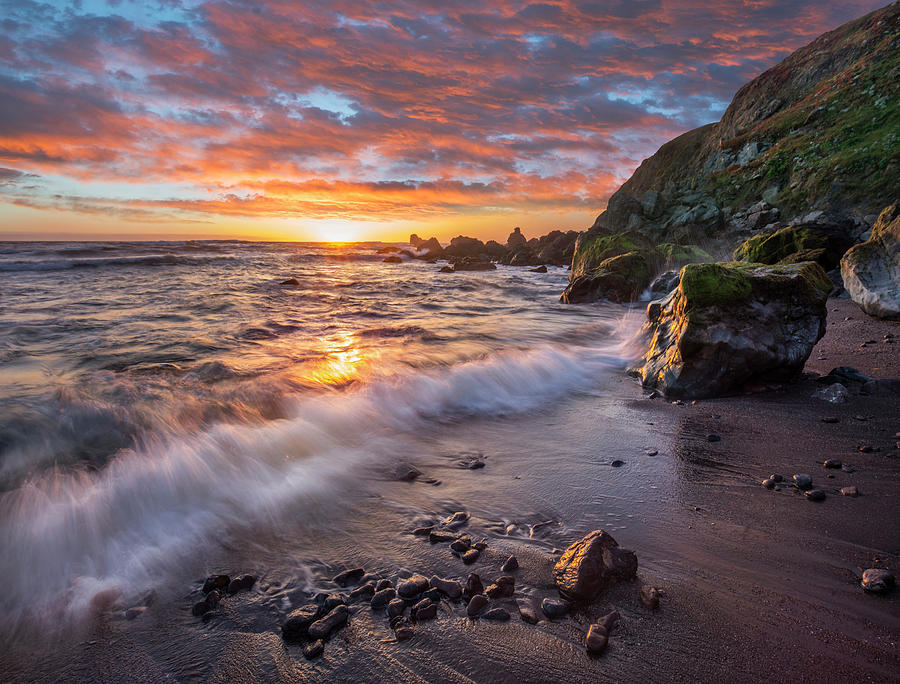 Beach At Sunset, Sonoma Coast State Park, Big Sur, California Photograph by Tim Fitzharris