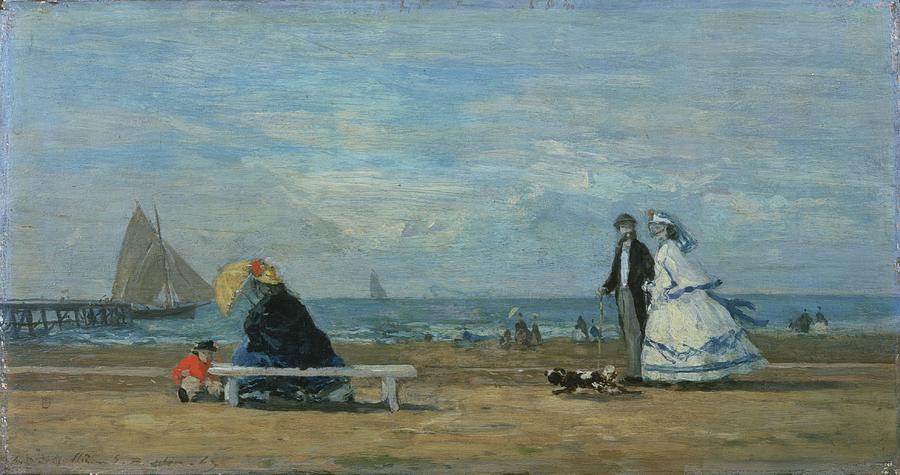 Beach At Trouville, 1863 Painting By Eugene Boudin - Fine Art America