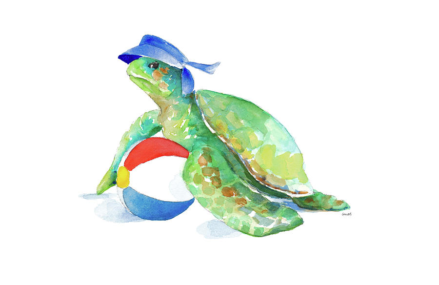 Beach Ball Turtle Painting by Lanie Loreth