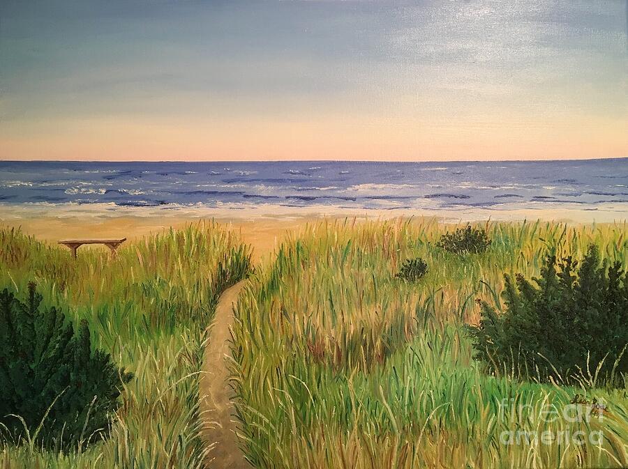 Beach Bench Painting by Lisa Rose Musselwhite