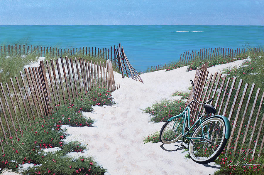 Beach Painting - Beach Bike by Zhen-huan Lu