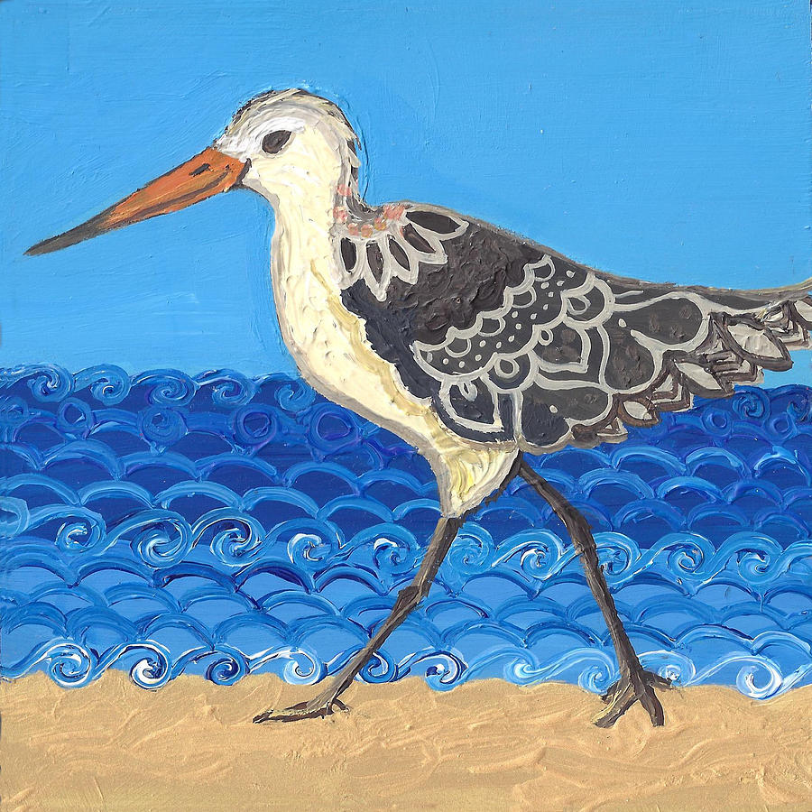 Beach Painting - Beach Bird 2 by Caroline Sainis Beach Painting - Beach Bird 2 by Caroline Sainis