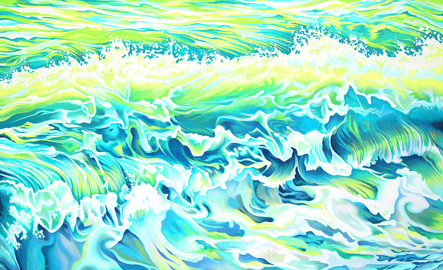 Beach Break Wave Painting by Tish Wynne