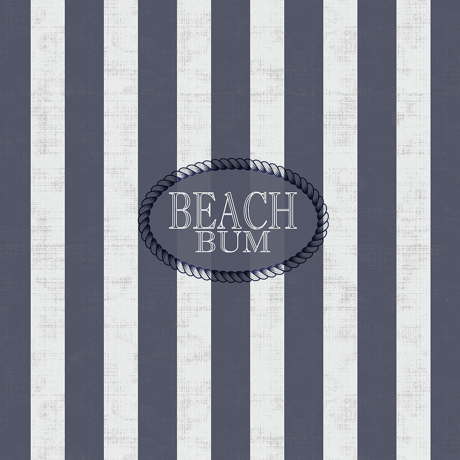 Beach Bum Nautical Stripes of Denim Blue and White Wash Digital Art by Doreen Erhardt
