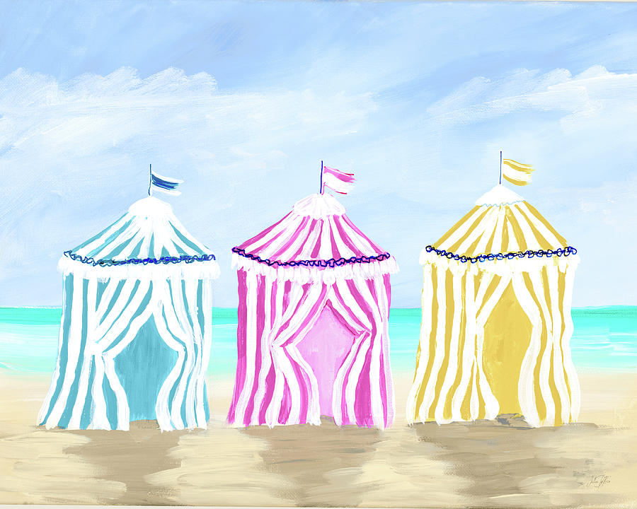 Beach Painting - Beach Cabanas by Julie Derice