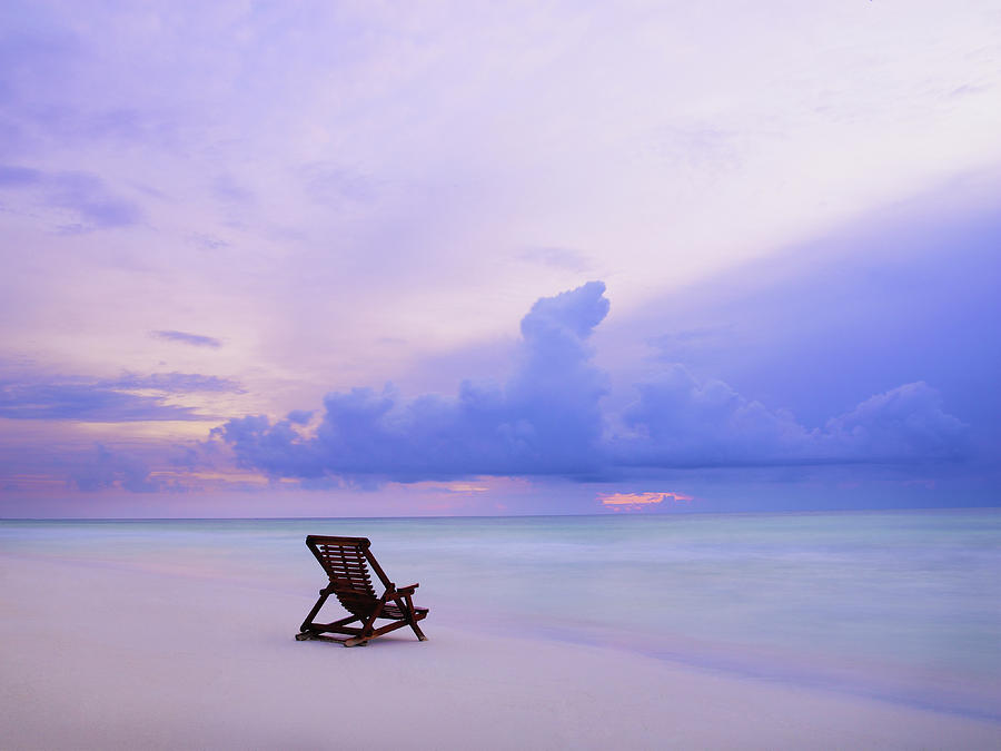 Beach Chair On Tropical Beach At Sunrise Photograph by Thomas Barwick