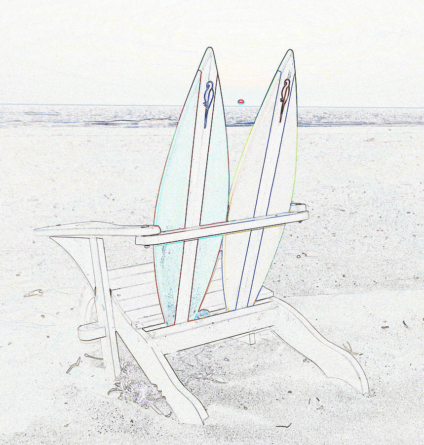 Beach Chair Surfboards Drawing By David Lee Thompson