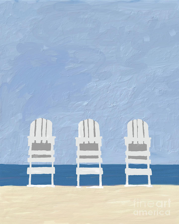 Beach Chairs Painting by Kathy Strauss