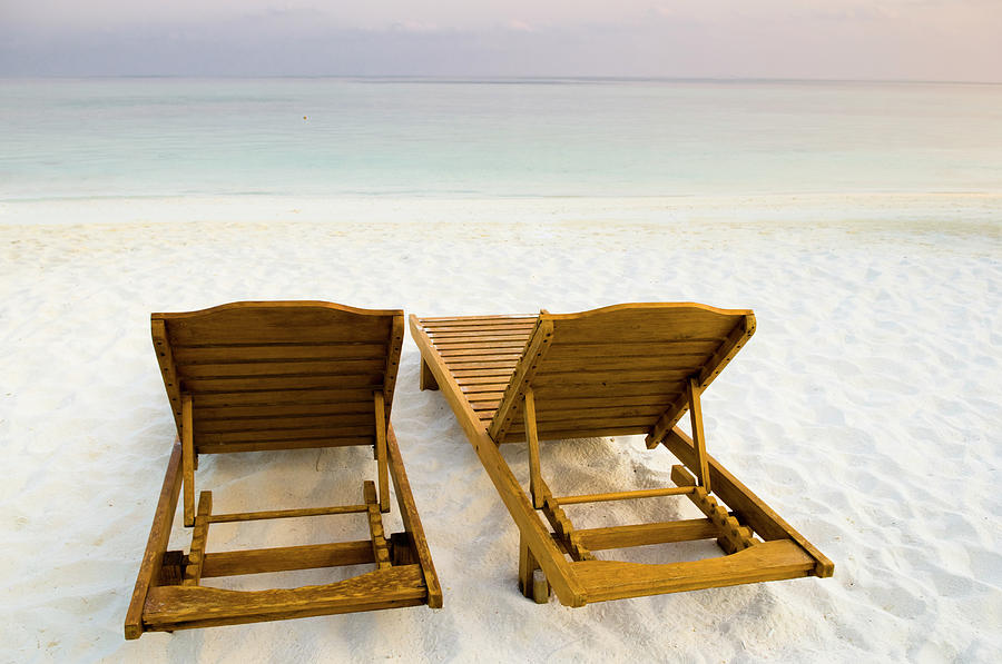 Beach Chairs, Maldives Photograph by Ulana Switucha