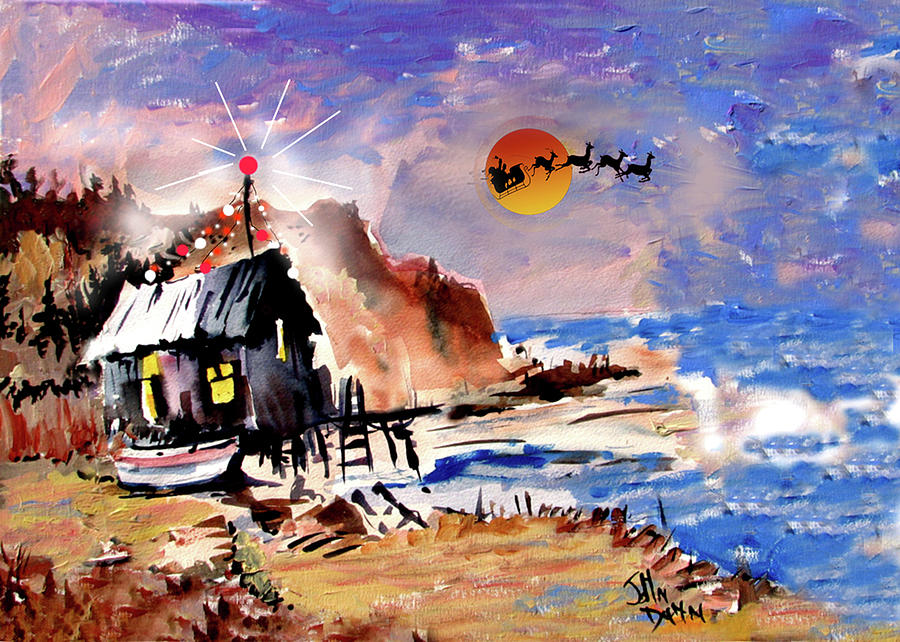 Christmas Painting - Beach Christmas by John Dunn