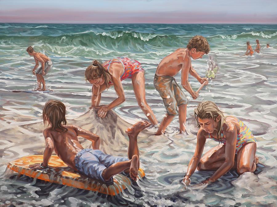 Beach Construction Painting by Gary M Long