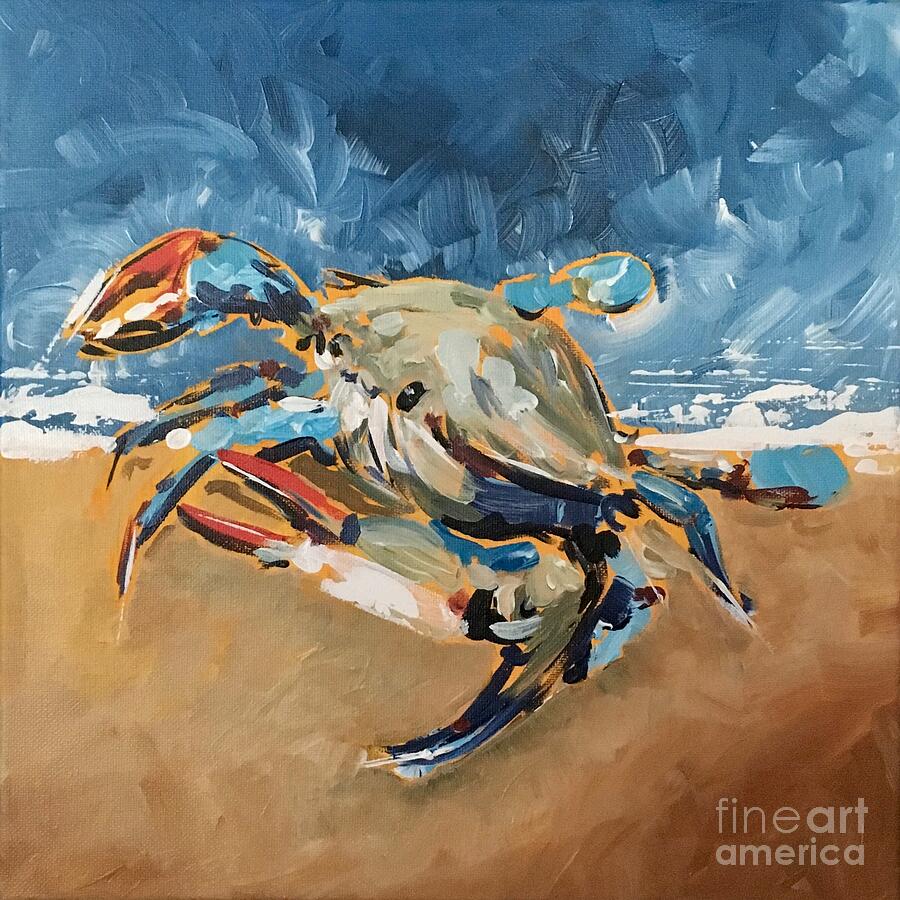 Beach Crab Painting by Alan Metzger