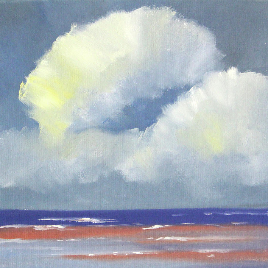 Beach Day Clouds Painting by Nancy Merkle