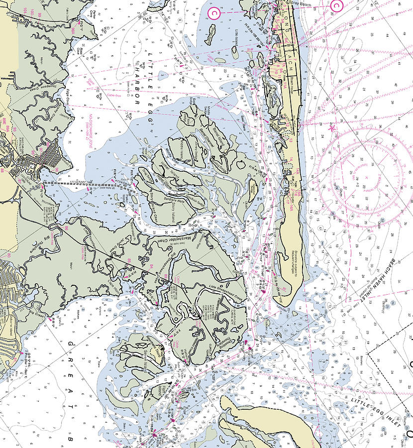 Beach Haven Inlet New Jersey Nautical Chart Digital Art by Sea Koast