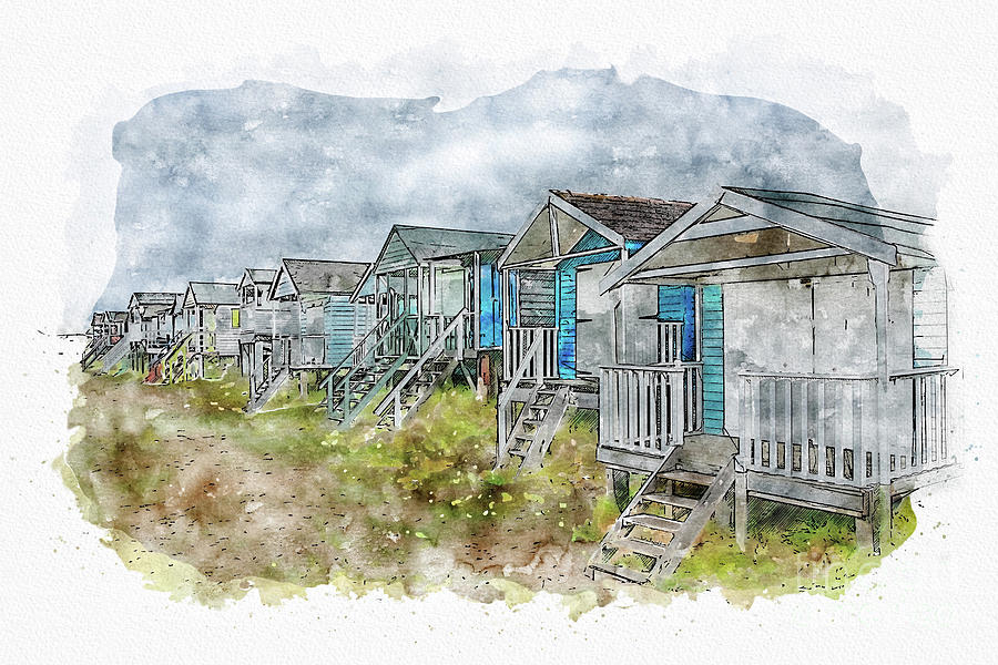 Beach Huts Painting by John Edwards
