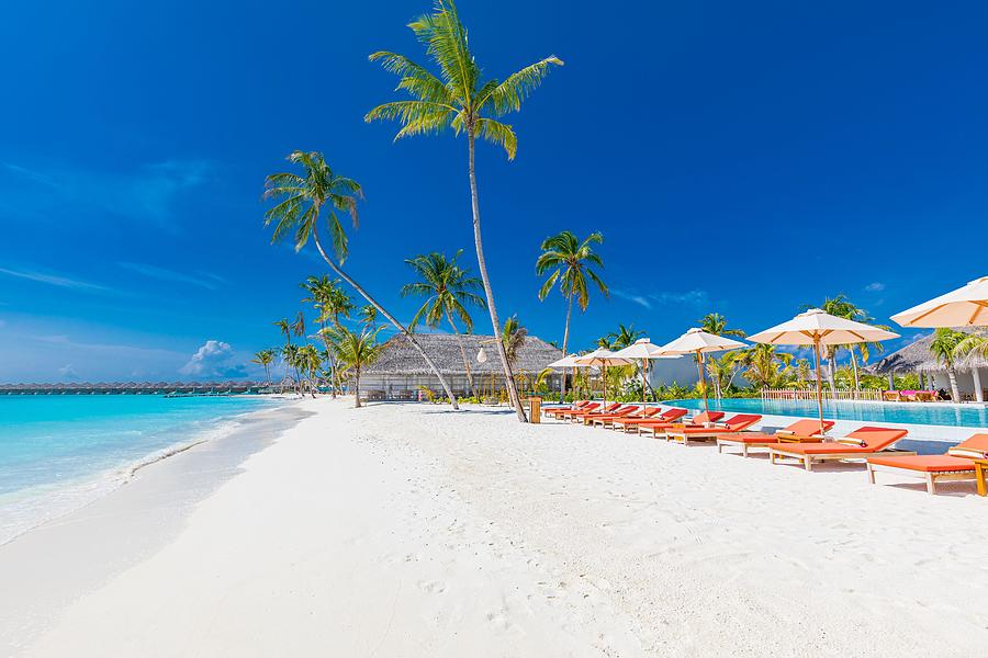 Paradise Photograph - Beach Landscape. Luxurious Beach Resort by Levente Bodo
