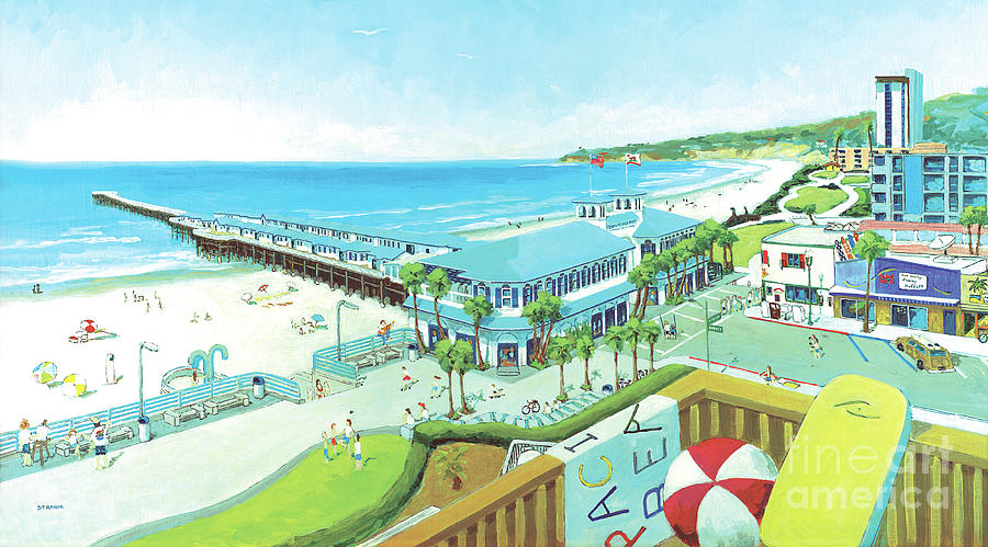 San Diego Painting - Crystal Pier Pacific Beach San Diego California #2 by Paul Strahm