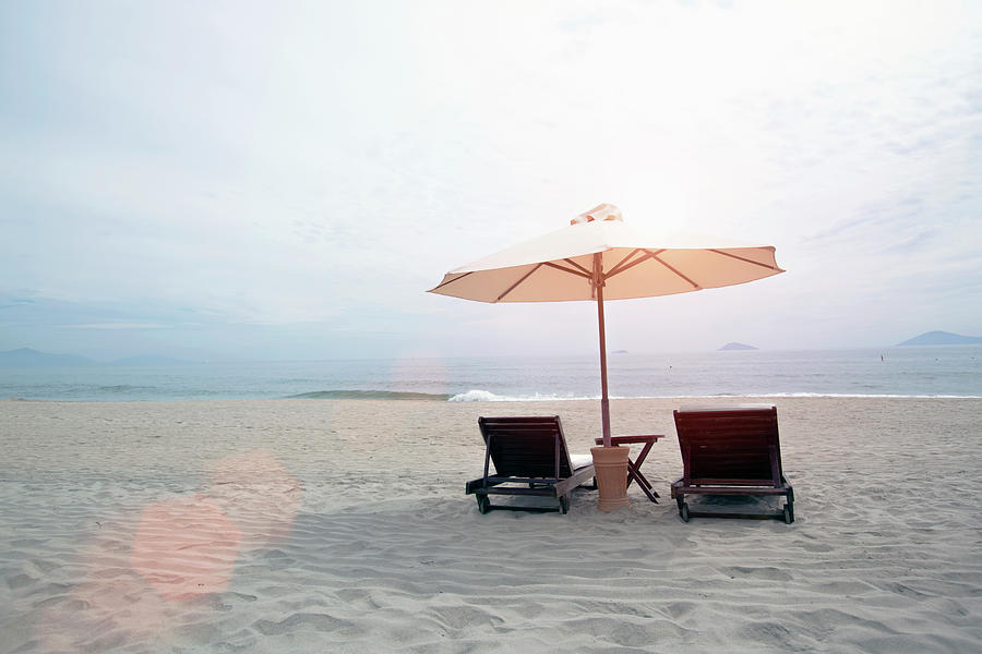 Beach Loungers With Umbrella Photograph by Eternity In An Instant