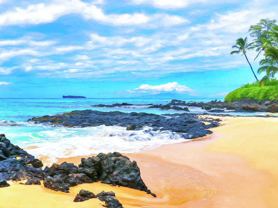 Beach Near Wailea Maui Painting by Dominic Piperata
