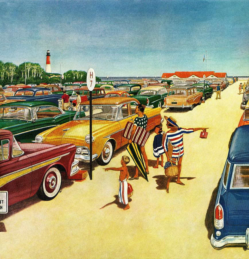Beach Parking Lot Drawing by James Williamson