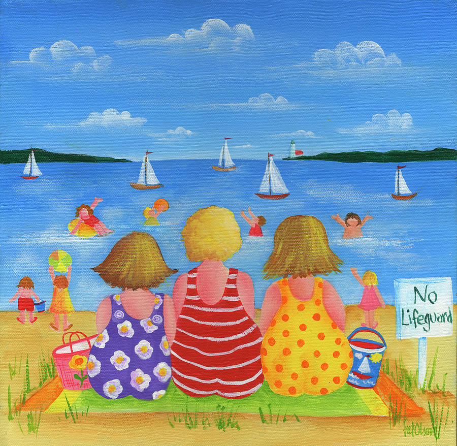 Beach People 2 Painting By Pat Olson Fine Art And Whimsy Fine Art America   Beach People 2 Pat Olson Fine Art And Whimsy 