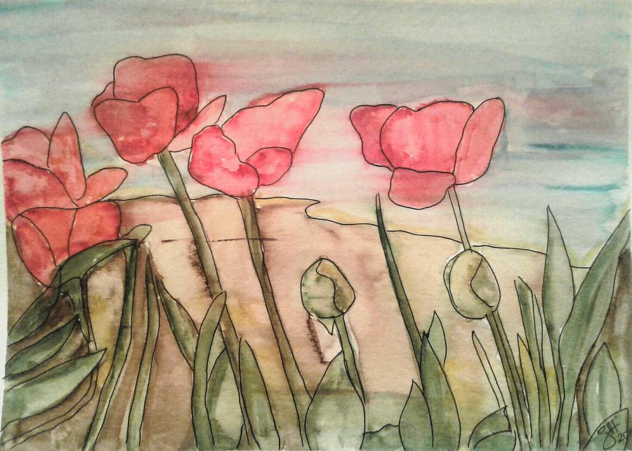 Landscape Painting - Beach Poppies by Jennifer Heath