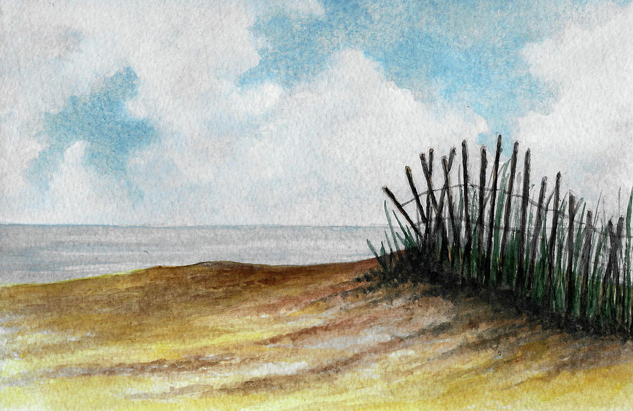 Beach Sand And Fence Scene Painting