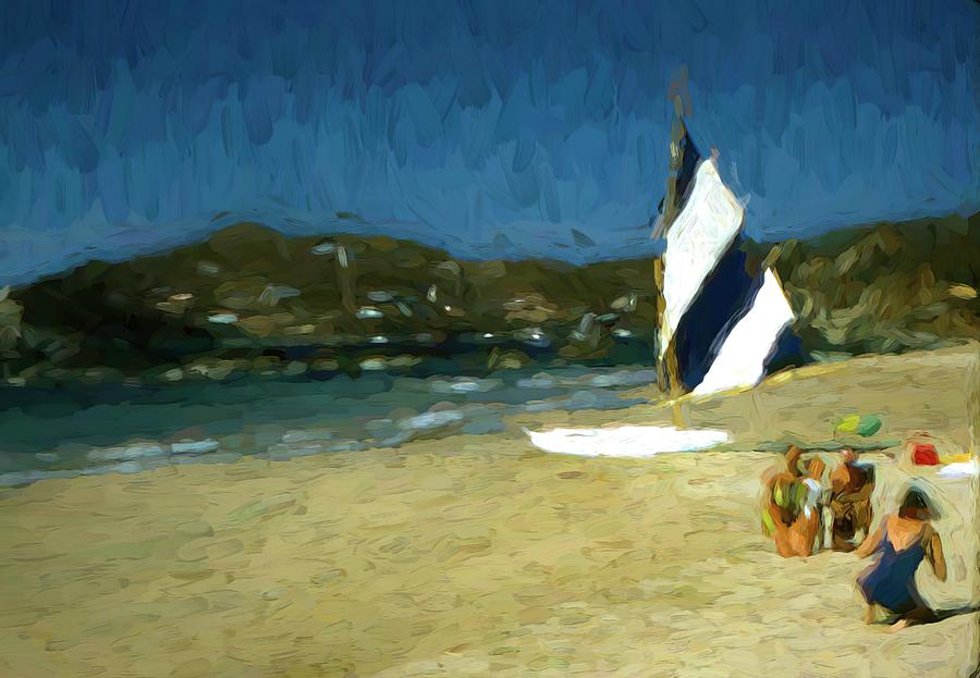 Beach Scene digital painting Digital Art by Cathy Anderson