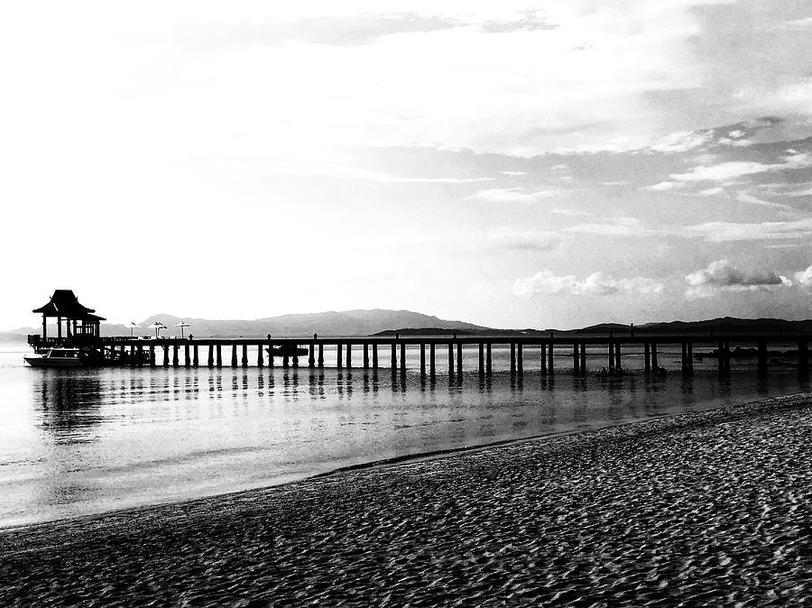 Beach Scene Thailand in Mono Photograph by Georgia Clare