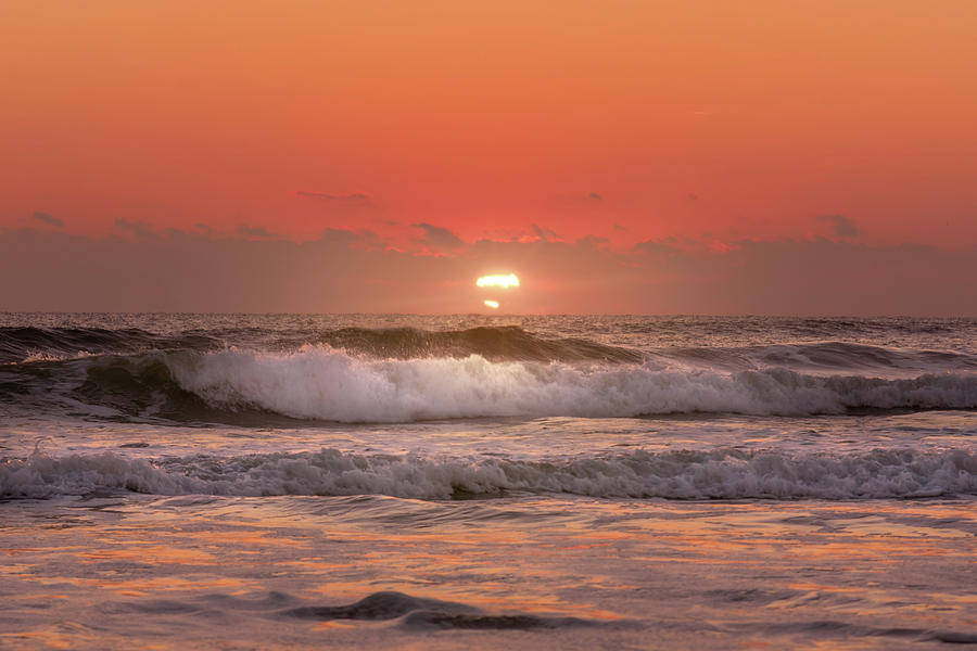 Beach Shot With Waves During Sunrise In Saint Augustine Beach Photograph