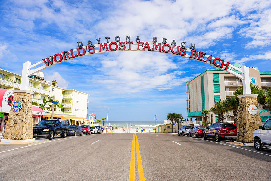 Sea Photograph - Beach Sign At Daytona Beach, Florida by Sean Pavone