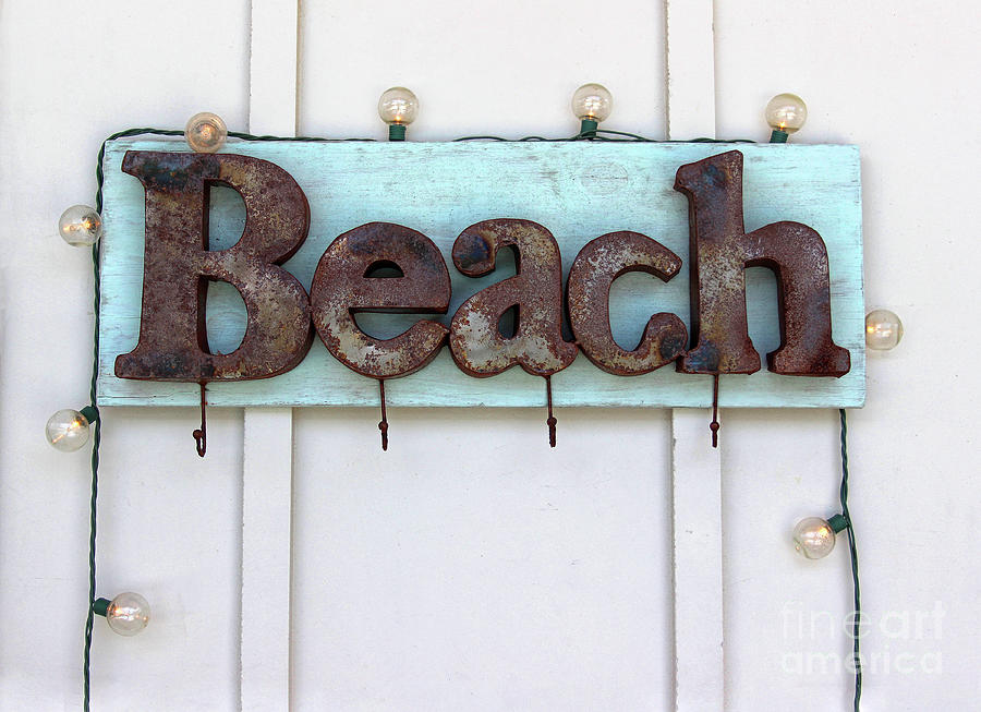 Beach Sign Photograph by Karen Adams