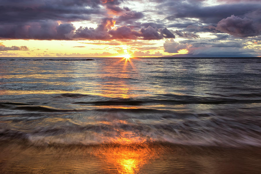 Beach Sunset With Soft Water  Kihei Photograph by Jenna Szerlag
