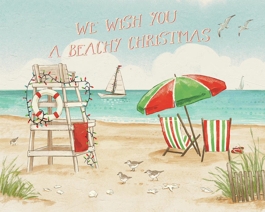 Beach Painting - Beach Time I Christmas by Janelle Penner